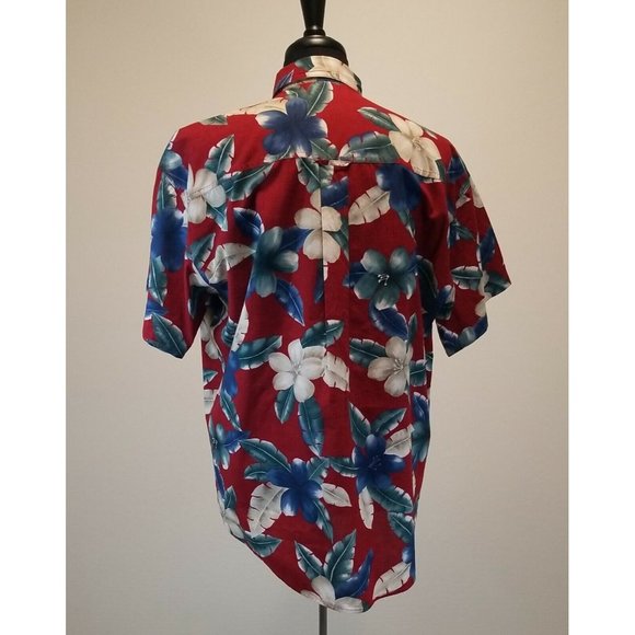 Chaps Casual Short Sleeve Shirt Mens Large Hawaiian Vacation Camp Red Relaxed - Picture 6 of 10